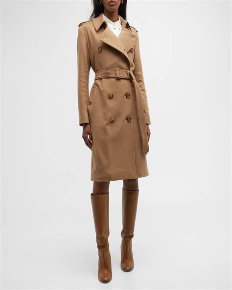 burberry cashmere double-breasted coat w ribbed trim|burberry kensington raincoat.